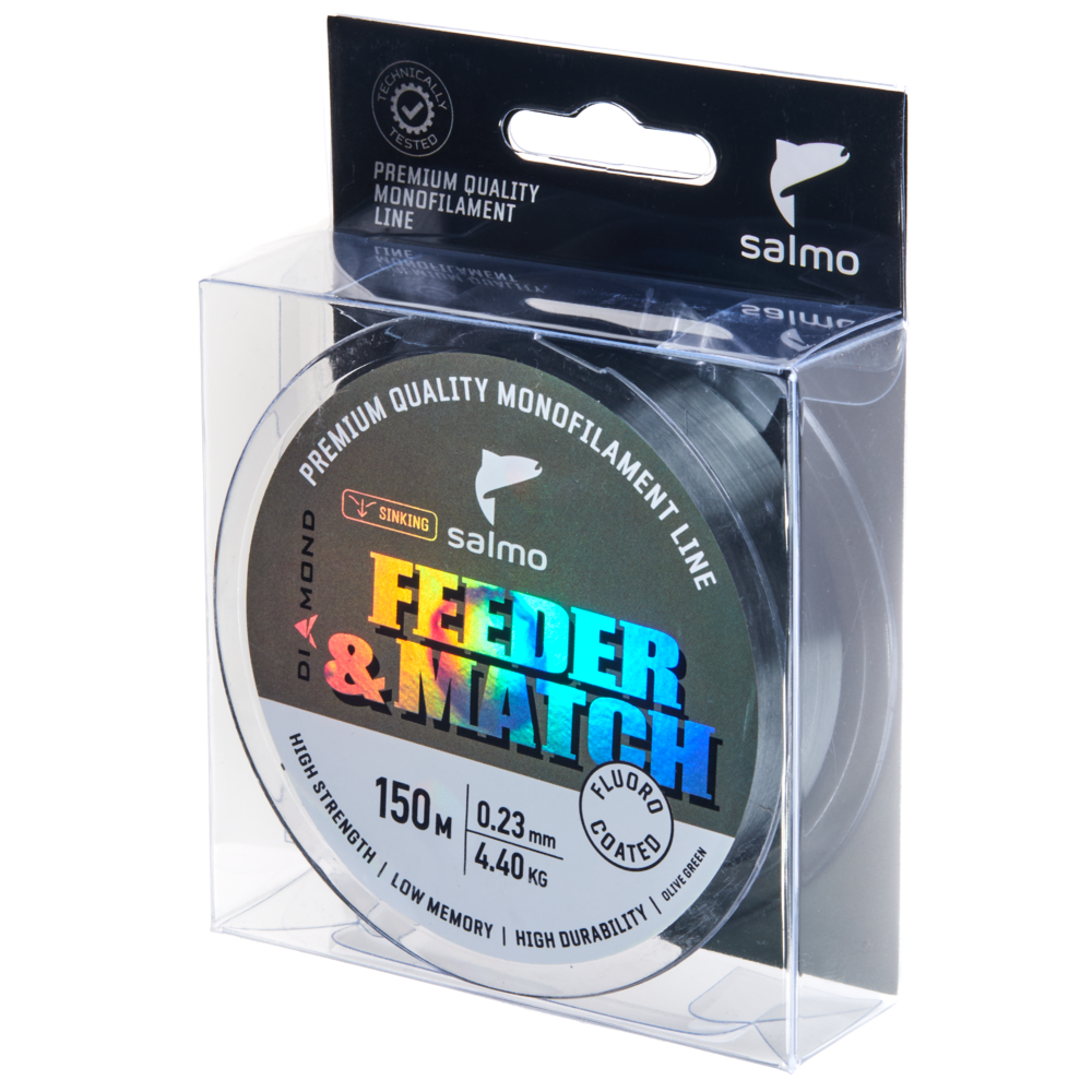 Aukla monofīlā Salmo Diamond FEEDER & MATCH FLUORO COATED Olive Green 150