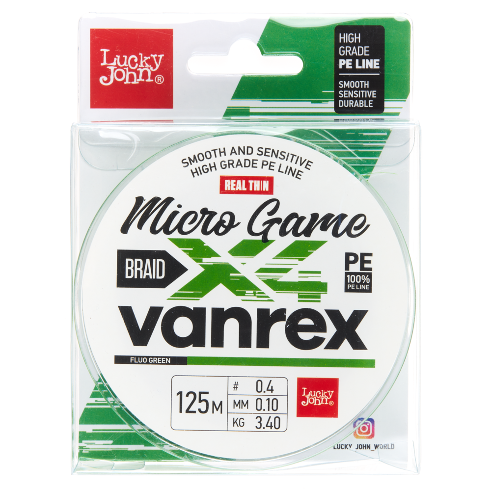Aukla pītā Lucky John Vanrex MICRO GAME х4 BRAID Fluo Green