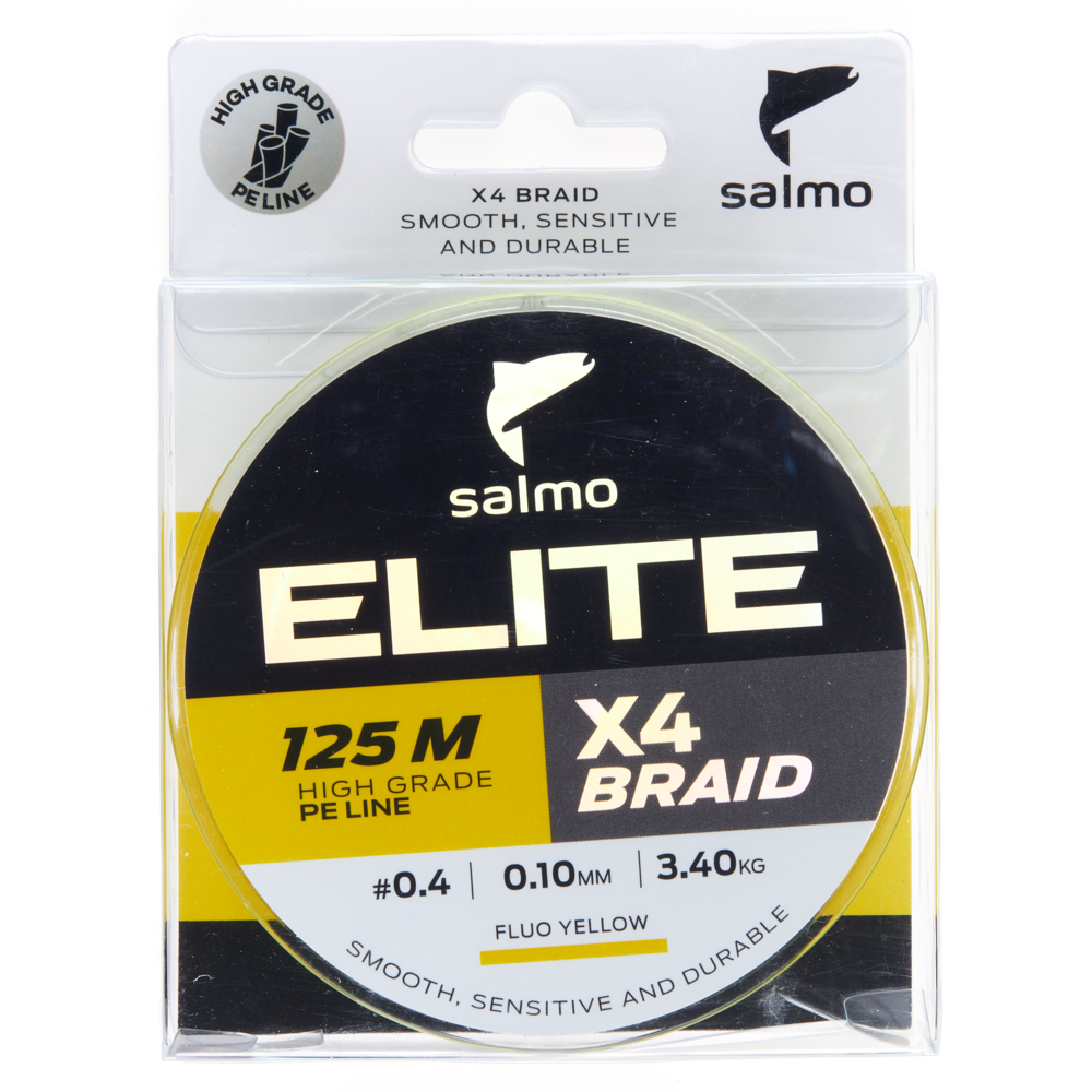 Aukla pītā Salmo Elite X4 BRAID Fluo Yellow 125