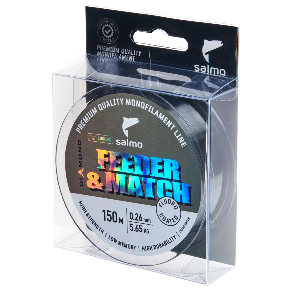 Aukla monofīlā Salmo Diamond FEEDER & MATCH FLUORO COATED Olive Green 150