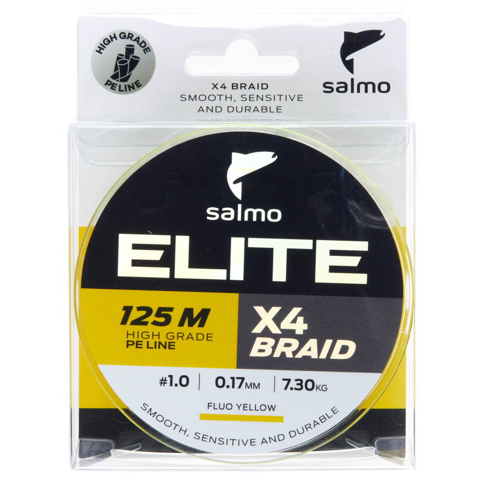 Aukla pītā Salmo Elite X4 BRAID Fluo Yellow 125
