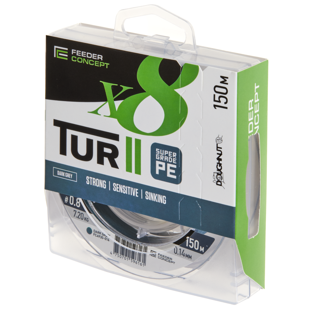 Aukla pītā Feeder Concept Tur II X8 BRAID Dark Grey 150