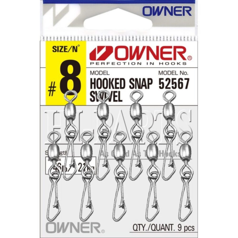 Karabīnes ar griezuli Owner HOOKED SNAP SWIVEL