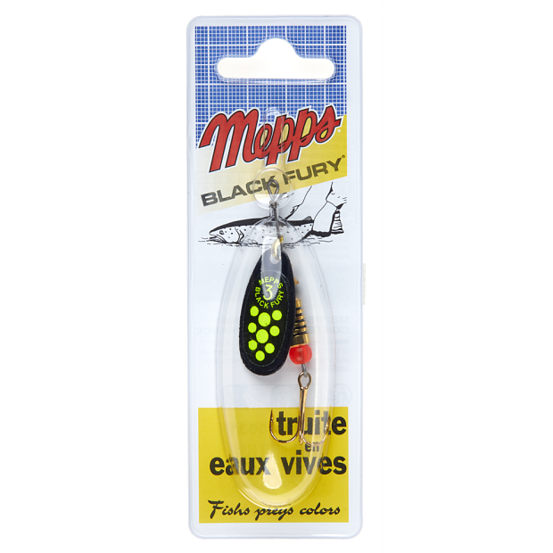 Vizulis Mepps BLACK FURY Black/Chartreuse Dots #3 (6,5g)