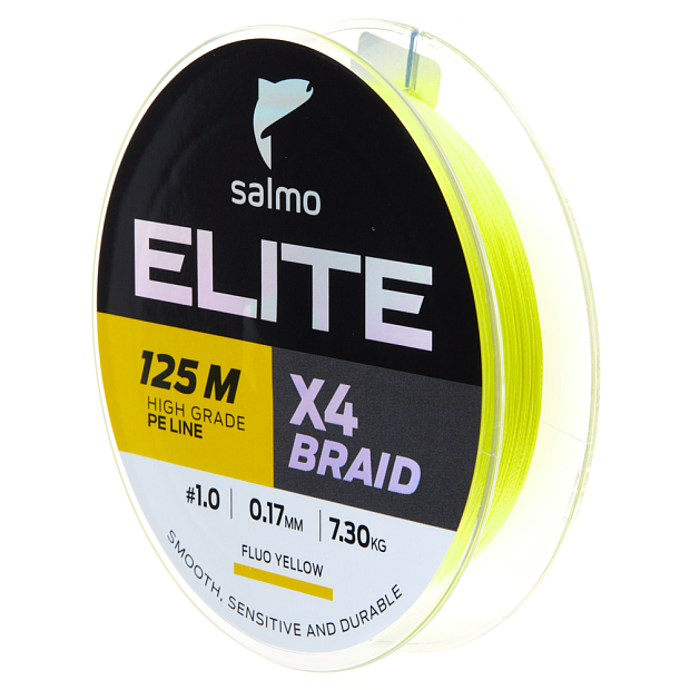 Aukla pītā Salmo Elite X4 BRAID Fluo Yellow 125