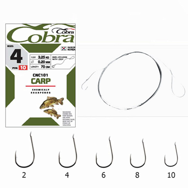Āķi ar pavadiņu Cobra CARP