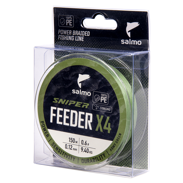 Aukla pītā Salmo Sniper X4 FEEDER BRAID Army Green 150