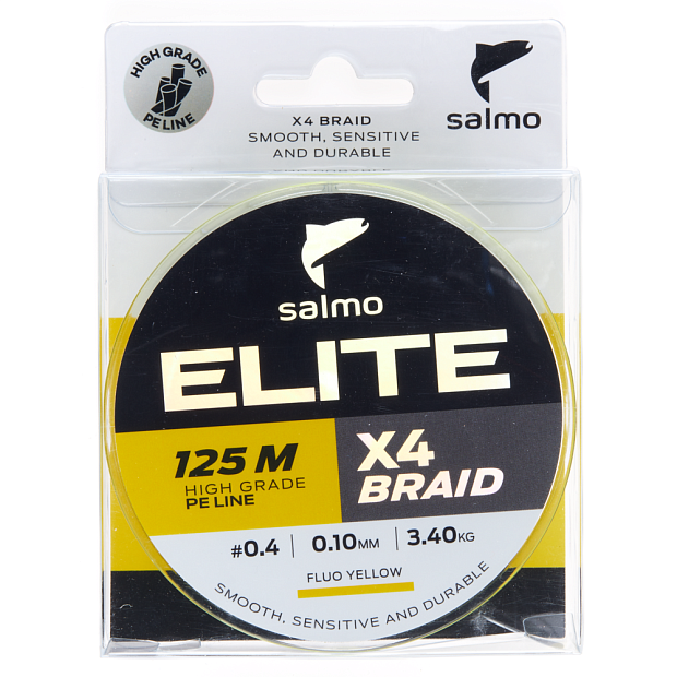 Aukla pītā Salmo Elite X4 BRAID Fluo Yellow 125