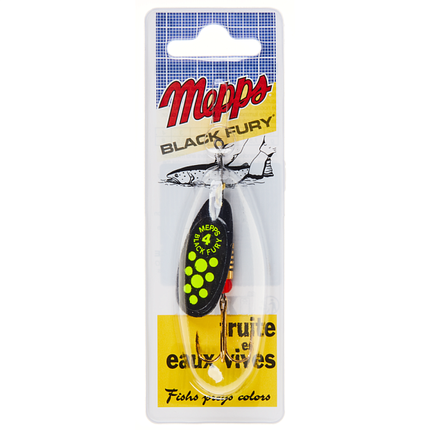 Vizulis Mepps BLACK FURY Black/Chartreuse Dots #4 (8g)