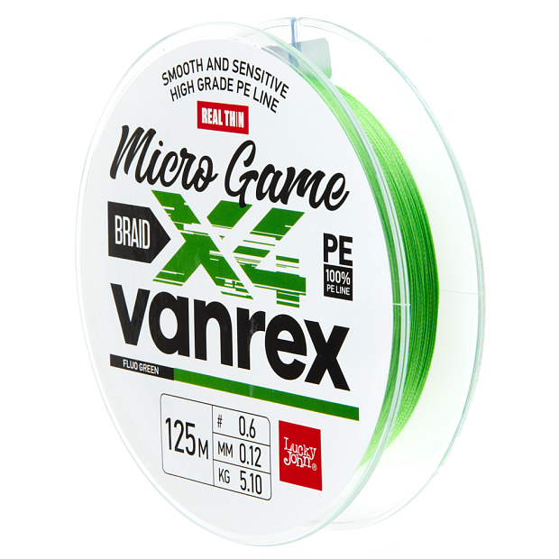 Aukla pītā Lucky John Vanrex MICRO GAME х4 BRAID Fluo Green
