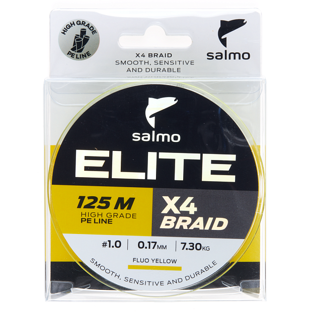 Aukla pītā Salmo Elite X4 BRAID Fluo Yellow 125
