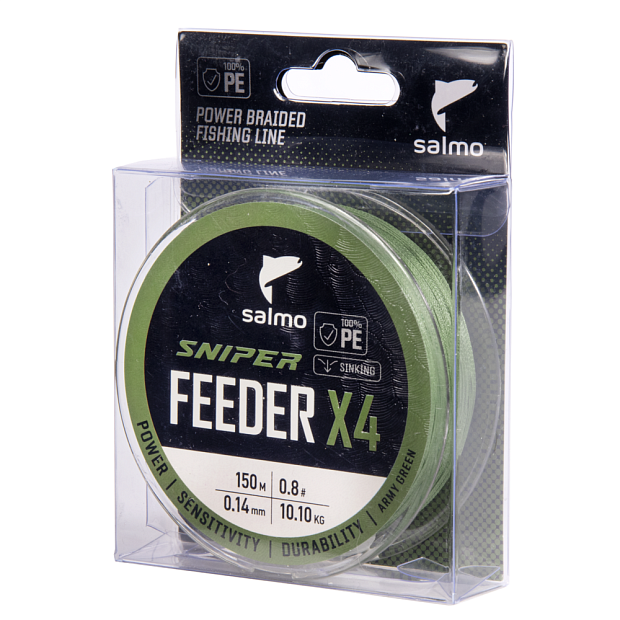 Aukla pītā Salmo Sniper X4 FEEDER BRAID Army Green 150