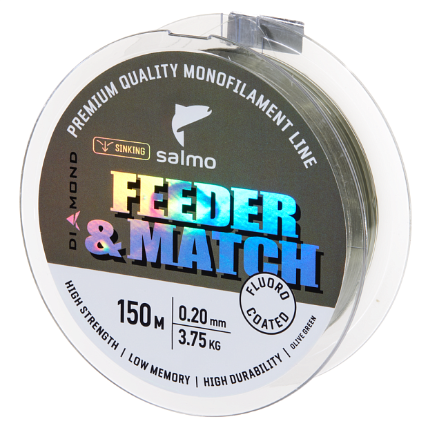 Aukla monofīlā Salmo Diamond FEEDER & MATCH FLUORO COATED Olive Green 150