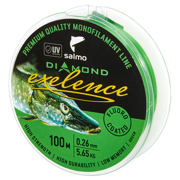 Aukla monofīlā Salmo Diamond EXELENCE FLUORO COATED Green 100