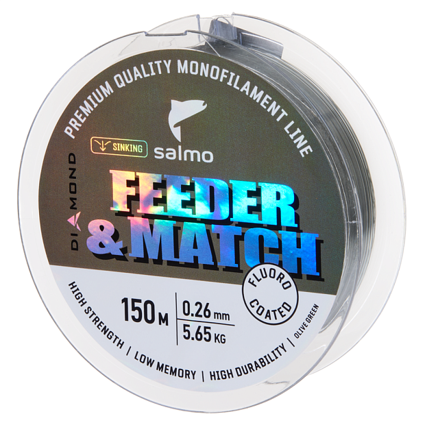 Aukla monofīlā Salmo Diamond FEEDER & MATCH FLUORO COATED Olive Green 150