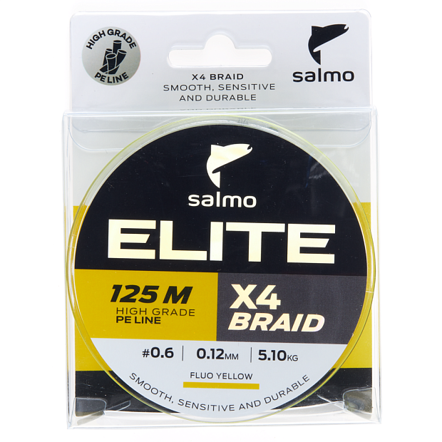 Aukla pītā Salmo Elite X4 BRAID Fluo Yellow 125
