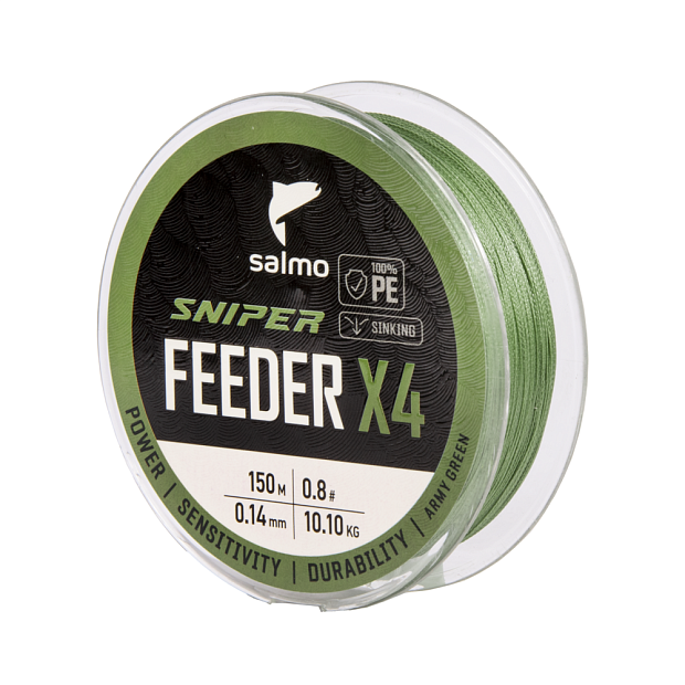 Aukla pītā Salmo Sniper X4 FEEDER BRAID Army Green 150