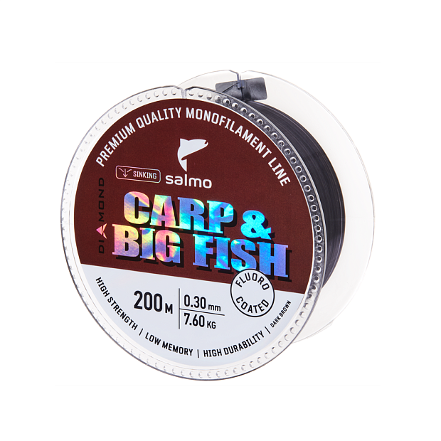 Aukla monofīlā Salmo Diamond CARP & BIG FISH FLUORO COATED Dark Brown 200