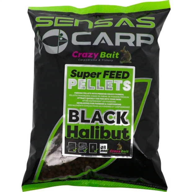 Pelletes Sensas Super Feed Pellets BLACK HALIBUT 8mm