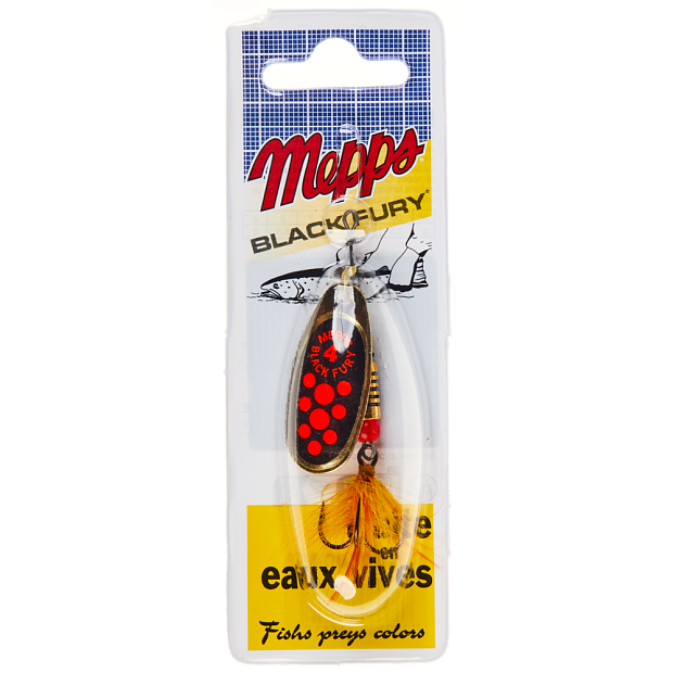 Vizulis Mepps BLACK FURY MOUCHE ORANGE Gold/Orange Dots #4 (8g)