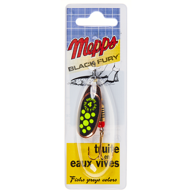 Vizulis Mepps BLACK FURY Copper/Chartreuse Dots #4 (8g)