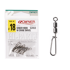 Karabīnes ar griezuli Owner SINKER HOOK W CRANE SWIVEL
