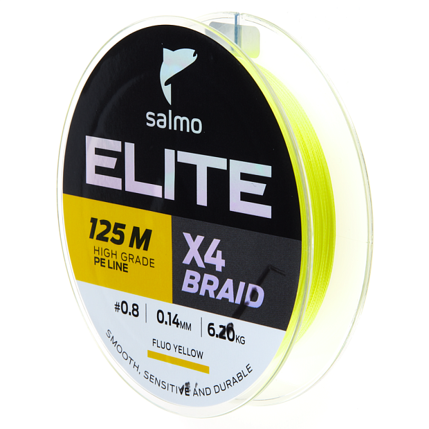 Aukla pītā Salmo Elite X4 BRAID Fluo Yellow 125