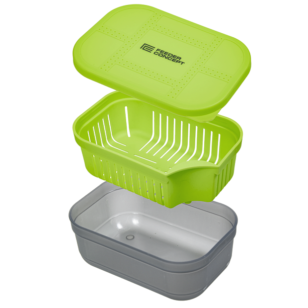 Kastīte ēsmai ar vāku un iekšējo trauku Feeder Concept FEEDER BAIT BOX S
