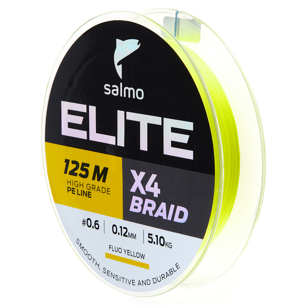 Aukla pītā Salmo Elite X4 BRAID Fluo Yellow 125
