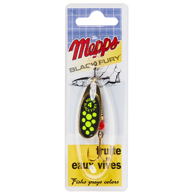 Vizulis Mepps BLACK FURY Gold/Chartreuse Dots #4 (8g)